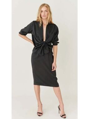 Overlover Black Tie-Front Betty Dress